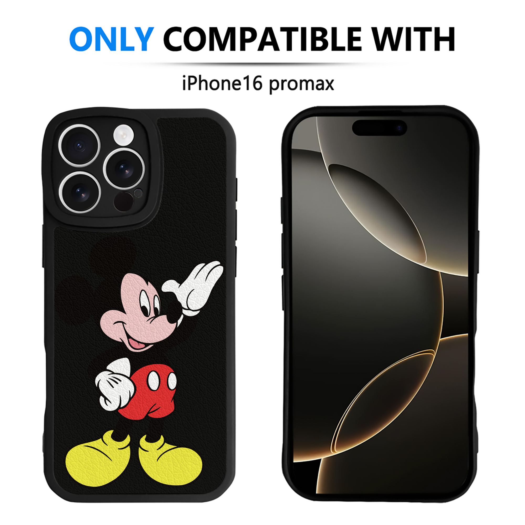 （画像用） ミッキーマウス Mickey Mouse 【iPhone 16シリーズ対応】シリコンスマホケース（レザー調） 材質：シリコン